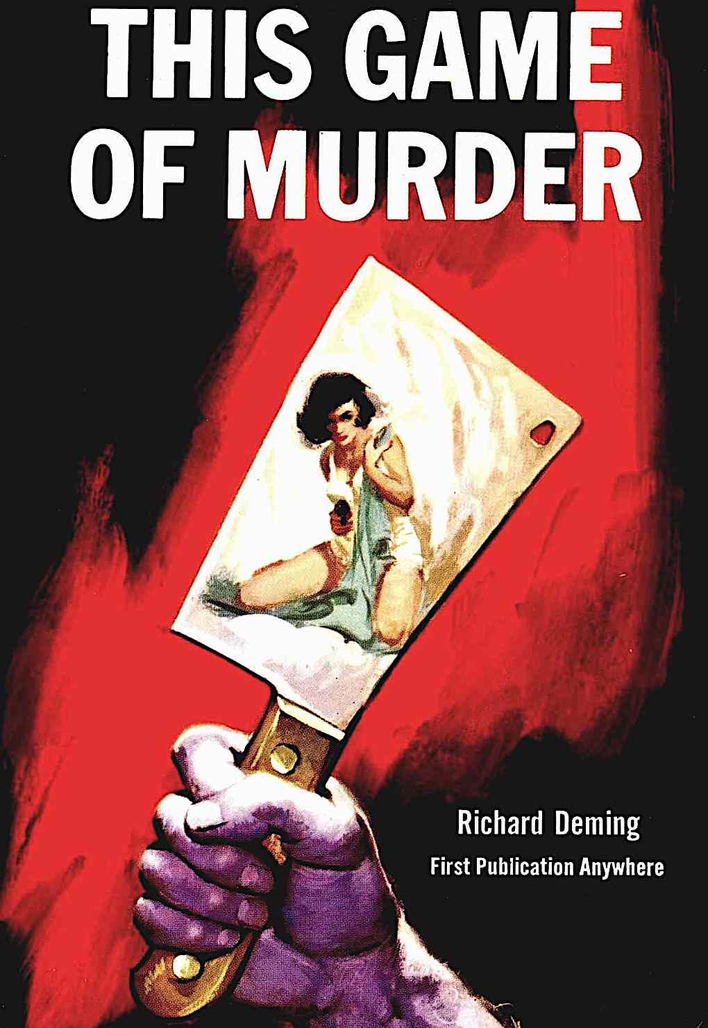 a Harry Barton 1964 book cover illustration for This Game Of Murder by Richard Deming