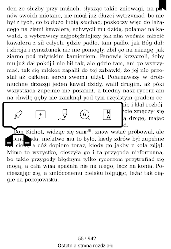 PocketBook InkPad Lite – po przytrzymaniu palca na pierwszym wyrazie pojawi się menu