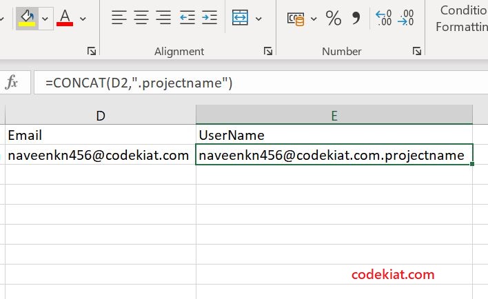 Excel function for user name