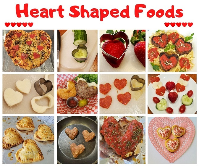 cutout heart shaped food collage