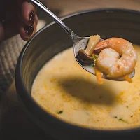 Bowl of shrimp soup