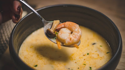 Bowl of shrimp soup