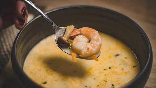 Bowl of shrimp soup