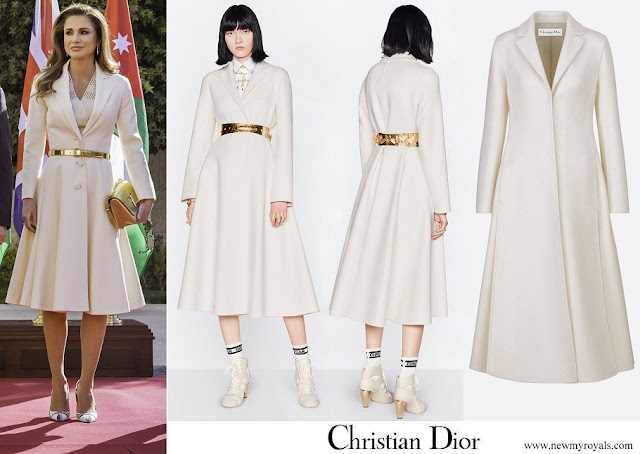 Queen Rania wore Dior White Double-Sided Cashmere Felt coat