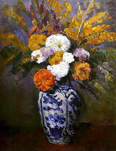 Paul Cézanne (1839-1906) ‪Dahlias dans un grand vase de Delft,‬ 1873‬ ‪Huile sur toile, 73 x 54 cm.‬ Musée d'Orsay, Paris