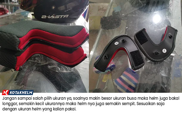 perbedaan ukuran busa helm