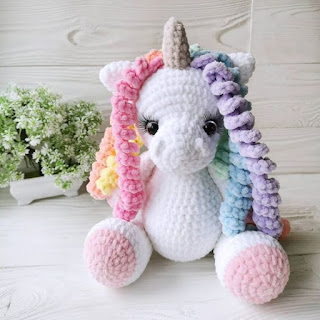 Crocheted plush unicorn