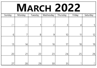 Free Printable Calendar March 2022