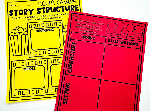 Story structure activities, anchor charts, graphic organizers, crafts, and more for first and second grade by Tiffany Gannon.