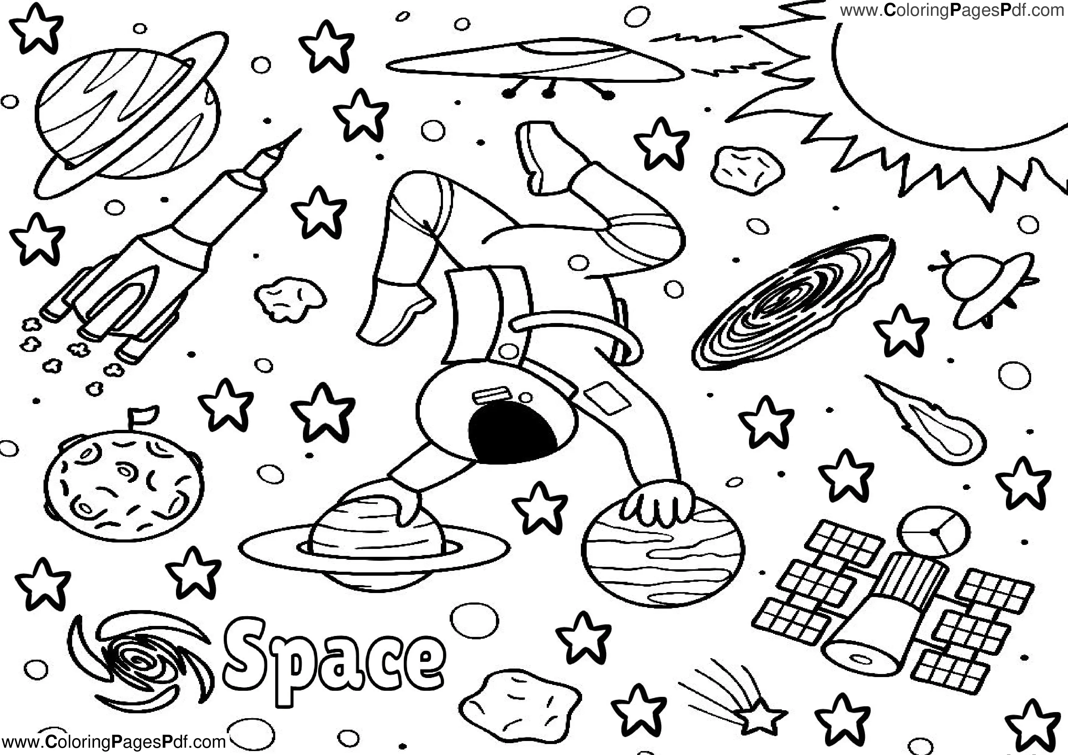 Space coloring pages for adults