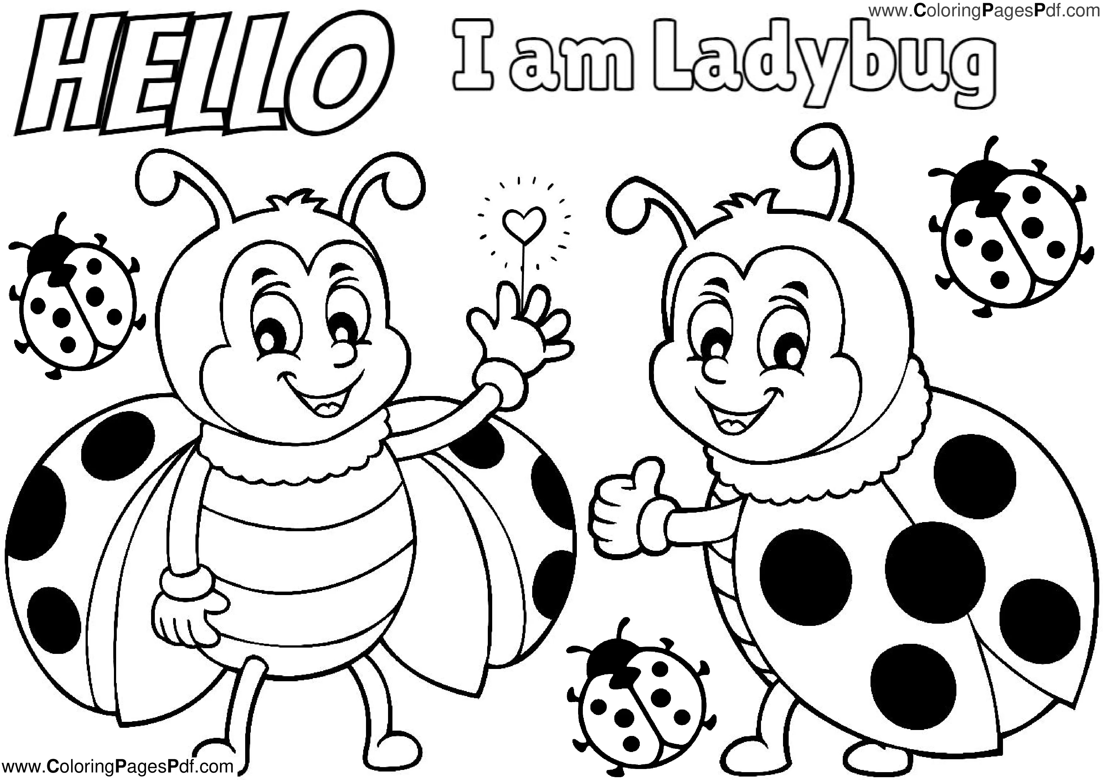 Ladybug coloring pages for preschoolers