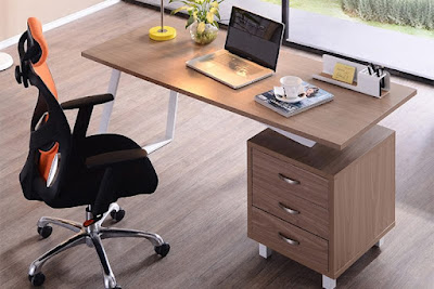 Bàn làm việc gỗ MDF kết hợp với ghế lưới