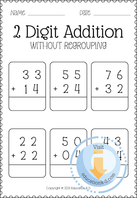 2 digit addition without regrouping