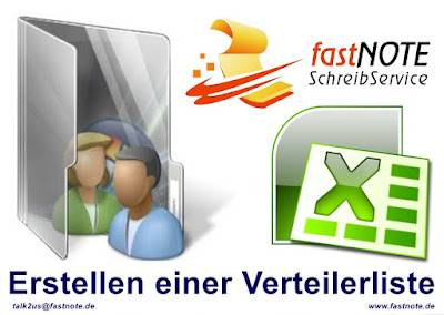 Erstellen einer Verteilerliste in Excel fastNOTE SchreibService Bueroservice