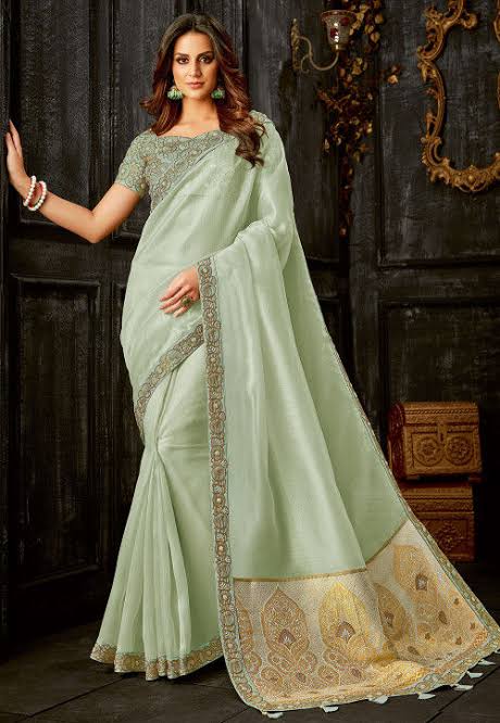 Pistachio  green saree