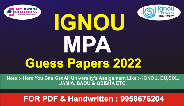 IGNOU MPA Guess Papers 2022