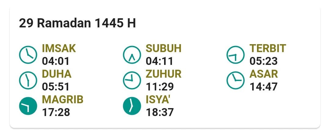 Jadwal Imsakiyah Ramadan 1445 H/2024 M Kabupaten Situbondo Provinsi Jawa Timur