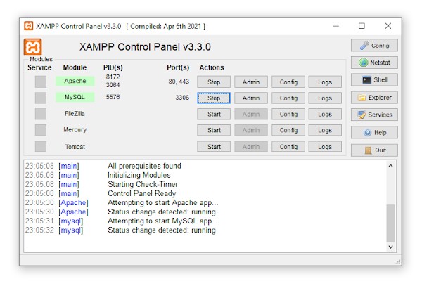 xampp berhasil berjalan