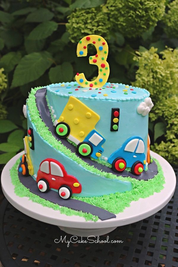 cake with trucks