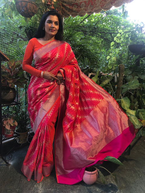 Ektara soft silk Banarasi saree in a gorgeous pink tone