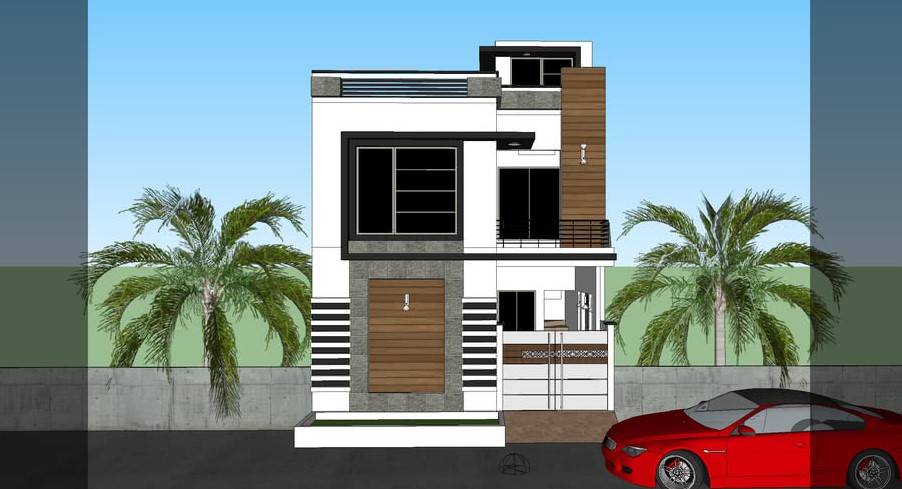 indian style single floor house front design