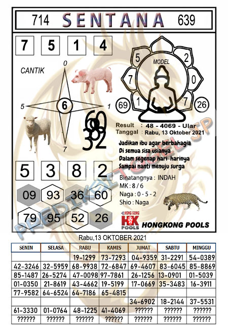 Syair Sentana HK Hari Ini Rabu 13-10-2021