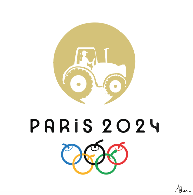 Blocus de Paris, agriculteurs en colère, blocages, jeux olympiques 2024, logo