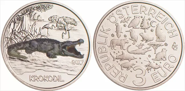 Редкие монеты 3 евро Австрия с животными