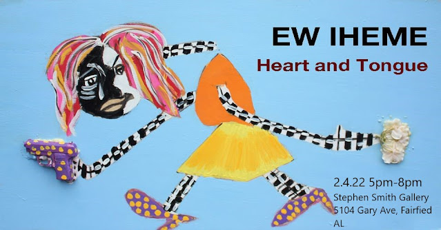 Flyer for EW Iheme's opening exhibit Heart and Tongue