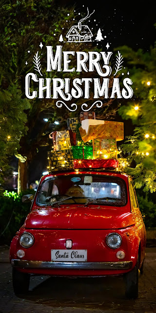 Christmas Car Santa iPhone wallpaper