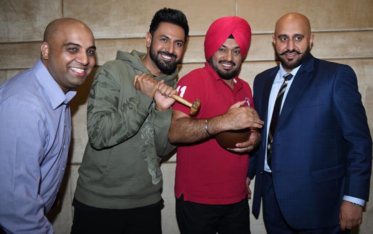 Cast of upcoming Punjabi movie Paani Ch Madhaani during press conference in Amritsar. Photo: Nannu Studio