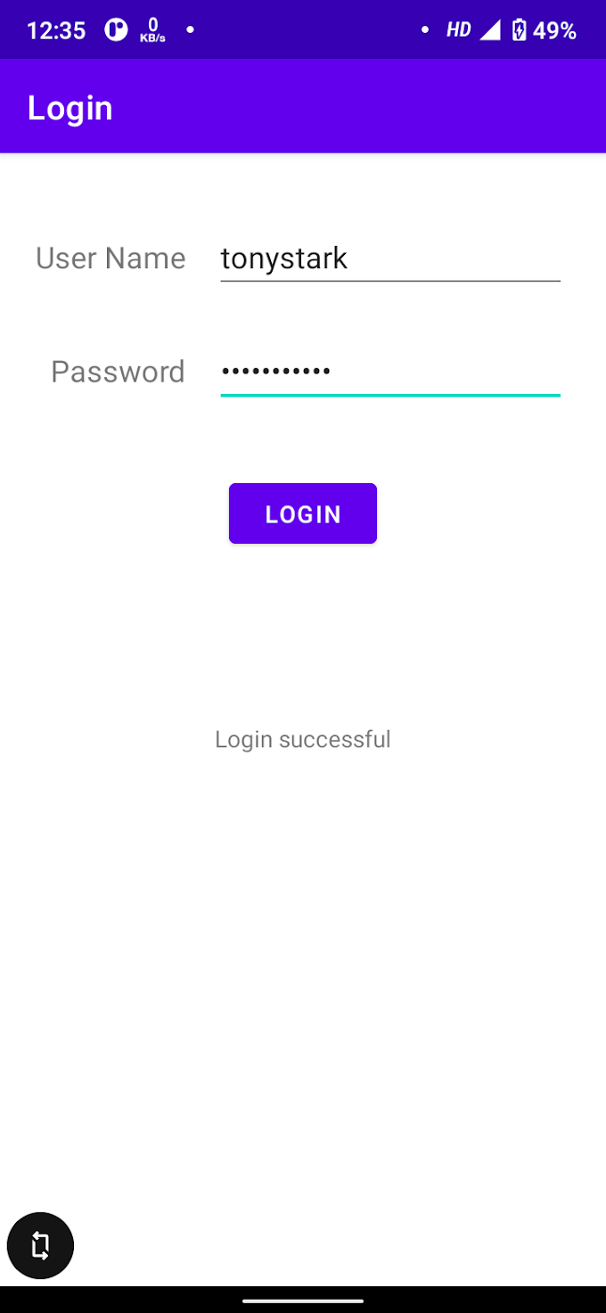 Create sample application with login module.(Check username and password)  On successful login, Chnage TextView “Login Sucessful”. And on failing  login, alert user using Toast “Login fail”