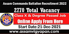 Assam Commando Battalion Recruitment 2022 – Online Apply 2770 Constable & Sub Inspector Posts