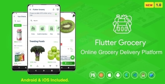 Flutter Multi Vendor Grocery v1.1 (loja de conveniência, comida, vegetais, frutas frescas, comércio eletrônico, varejo) Fonte do aplicativo