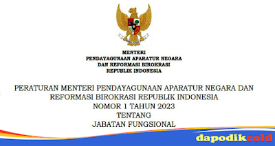 DOWNLOAD PERATURAN MENTERI PENDAYAGUNAAN APARATUR NEGARA DAN REFORMASI BIROKRASI REPUBLIK INDONESIA NOMOR 1 TAHUN 2023 TENTANG JABATAN FUNGSIONAL