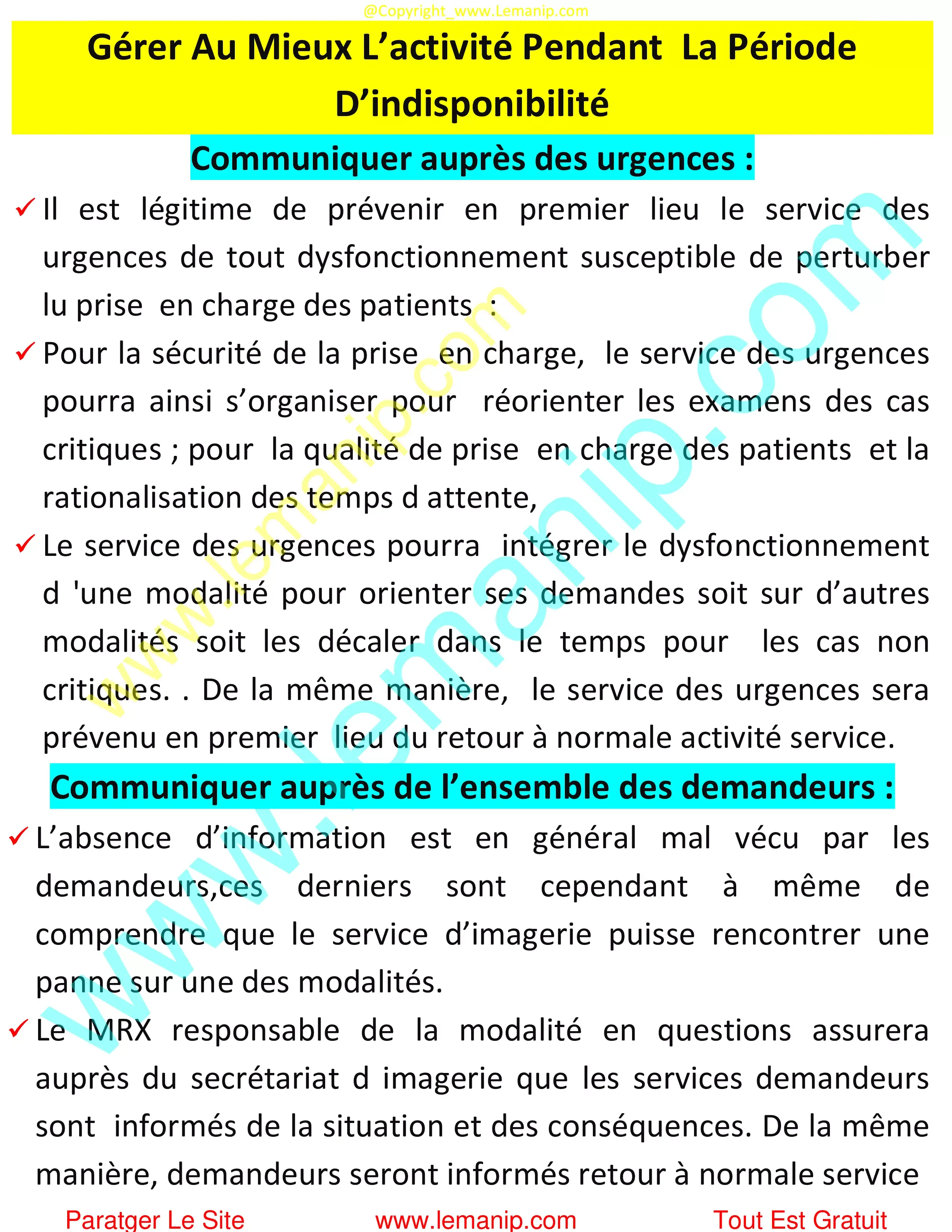 Gérer Au Mieux L’activité Pendant  La Période D’indisponibilité