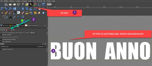 selezionare testo in gimp