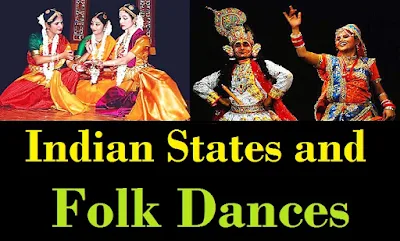 🕺💃 राज्यो के प्रमुख नृत्य 💃🕺 💃आध्रप्रदेश 👉कचीपुड़ी, घंटामरदाला, ओट्टम थेडल, वेदी नाटकम। 💃असम 👉बीहू, बीछुआ, नटपूजा, महारास, कालिगोपाल, बागुरुम्बा, नागा नृत्य, खेल गोपाल, ताबाल चोनग्ली, कानोई, झूमूरा होबजानाई। 💃बिहार 👉जाट–जाटिन, बक्खो– बखैन, पनवारिया, सामा चकवा, डोमचक, बिदेसिया। 💃गुजरात 👉गरबा, डांडिया रास, टिप्पनी जुरुन, भावई। 💃हरियाणा 👉झमर, फाग, डाफ, धमाल, लूर, गुग्गा, खोर, जागोर। 💃हिमाचल प्रदेश 👉झोरा, झाली, छारही, धामन, छापेली, महासू, नटी, डांगी। 💃जम्मू और कश्मीर 👉रऊफ, हीकत, मंदजात, कूद डांडी नाच, दमाली। 💃कर्नाटक 👉यक्षगान, हुट्टारी, सुग्गी, कुनीथा, करगा, लाम्बी। 💃केरल 👉कथकली (शास्त्रीय), ओट्टम थुलाल, मोहिनीअट्टम, काईकोट्टिकली। 💃महाराष्ट्र 👉लावणी, नकाटा, कोली, लेजिम, गाफा, दहीकला दसावतार या बोहादा। 💃ओडीसा 👉ओडिसि (शास्त्रीय), सवारी, घूमरा, पैंरास मुनारी, छाउ। 💃उत्तराखंड 👉गढ़वाली, कुंमायुनी, कजरी, रासलीला, छाप्पेली। 💃गोवा 👉तरंगमेल, कोली, देक्खनी, फुग्दी, शिग्मो, घोडे, मोडनी, समायी नृत्य, जगर, रणमाले, गोंफ, टून्नया मेल। 💃मध्यप्रदेश 👉जवारा, मटकी, अडा, खाड़ा नाच, फूलपति, ग्रिदा नृत्य, सालेलार्की, सेलाभडोनी, मंच। 💃छत्तीसगढ़ 👉गौर मारिया, पैंथी, राउत नाच, पंडवाणी, वेडामती, कपालिक, भारथरी चरित्र, चंदनानी। 💃झारखंड 👉अलकप, कर्मा मुंडा, अग्नि, झूमर, जनानी झूमर, मर्दाना झूमर, पैका, फगुआ, हूंटा नृत्य, मुंदारी नृत्य, सरहुल, बाराओ, झीटका, डांगा, डोमचक, घोरा नाच। 💃पश्चिम बंगाल 👉काठी, गंभीरा, ढाली, जतरा, बाउल, मरासिया, महाल, कीरतन। 💃पंजाब 👉भांगड़ा, गिद्दा, दफ्फ, धामन, भांड, नकूला। 💃राजस्थान 👉घमर, चाकरी, गणगौर, झूलन लीला, झूमा, सुईसिनी, घपाल, कालबेलिया। 💃तमिलनाडु 👉भरतनाट्यम, कुमी, कोलट्टम, कवाडी। 💃उत्तर प्रदेश 👉नौटंकी, रासलीला, कजरी, झोरा, चाप्पेली, जैता। 💃अरुणाचल प्रदेश 👉बईया, छालो, वांचो, पासी कोंगकी, पोनुंग, पोपीर, बारडो छाम। 💃मणिपुर 👉डोल चोलम, थांग टा, लाई हाराओबा, पुंग चोलोम, खांबा थाईबी, नूपा नृत्य, रासलीला, खूबक इशेली, लोहू शाह। 💃मेघालय 👉शाद सुक मिनसेइम, नॉन्गरेम, लाहो। 💃मिजोरम 👉छरव नृत्य, खुल्लम, चैलम, स्वलाकिन, च्वांगलाईज् Major dances of the states Andhra Pradesh Kachipudi, Ghantamardala, Ottam Thedal, Vedi Natakam. Assam Bihu, Beechua, Natpuja, Maharas, Kaligopal, Bagurumba, Naga dance, Khel Gopal, Tabal Chongli, Kanoi, Jhumura Hobjanai. Bihar Jat-Jatin, Bakkho-Bakhin, Panwaria, Sama Chakwa, Domchak, Bidesia. Gujarat Garba, Dandiya Raas, Tippani Jurun, Bhavai. Haryana Jhamar, Phag, Daph, Dhamaal, Loor, Gugga, Khor, Jagor. Himachal Pradesh Jhora, Jhali, Charahi, Dhaman, Chapeli, Mahasu, Nati, Dangi. Jammu and Kashmir Rauf, Heekat, Mandjat, Jump Dandi dance, Damali. Karnataka Yakshagana, Huttari, Sugi, Kunitha, Karaga, Lambi. Kerala Kathakali (Classical), Ottam Thulal, Mohiniyattam, Kaikottikali. Maharashtra Lavani, Nakata, Koli, Lejim, Gafa, Dahikala Dasavatar or Bohada. Odisha Odissi (Classical), Sawari, Ghumra, Paras Munari, Chhau. Uttarakhand Garhwali, Kumayuni, Kajri, Rasleela, Chappeli. Goa Trangmel, Koli, Dekhni, Fugdi, Shigmo, Ghode, Modni, Samayi dance, Jagar, Ranmale, Gonf, Tunnaya Mel. Madhya Pradesh Jawara, Matki, Ada, Khada dance, Phulpati, Grida dance, Salelarki, Selabhadoni, Manch. Chhattisgarh Gaur Maria, Panthi, Raut Naach, Pandavani, Vedamati, Kapalik, Bharathari Charitra, Chandnani. Jharkhand Alkap, Karma Munda, Agni, Jhumar, Janani Jhumar, Mardana Jhumar, Paika, Fagua, Hunta dance, Mundari dance, Sarhul, Barao, Jhitka, Danga, Domchak, Ghora dance. West Bengal Kathi, Gambhira, Dhali, Jatra, Baul, Marasiya, Mahal, Kirtan. Punjab Bhangra, Gidda, Daffa, Dhaman, Bhand, Nakula. Rajasthan Ghamar, Chakri, Gangaur, Jhulan Leela, Jhuma, Suisini, Ghapal, Kalbelia. Tamil Nadu Bharatnatyam, Kumi, Kolattam, Kavadi. Uttar Pradesh Nautanki, Rasleela, Kajri, Jhora, Chappeli, Jaita. Arunachal Pradesh Abiya, Chalo, Wancho, Pasi Kongki, Ponung, Popir, Bardo Cham. Manipur Adol Cholam, Thang Ta, Lai Haraoba, Pung Cholom, Khamba Thaibi, Nupa Dance, Rasleela, Khubak Isheli, Lohu Shah. Meghalaya Shad Suk Minseim, Nongrem, Laho. Mizoram Chharav dance, Khullam, Chalam, Swalakin, Chawanglaise 🕺💃 राज्यो के प्रमुख नृत्य 💃🕺 💃आध्रप्रदेश 👉कचीपुड़ी, घंटामरदाला, ओट्टम थेडल, वेदी नाटकम। 💃असम 👉बीहू, बीछुआ, नटपूजा, महारास, कालिगोपाल, बागुरुम्बा, नागा नृत्य, खेल गोपाल, ताबाल चोनग्ली, कानोई, झूमूरा होबजानाई। 💃बिहार 👉जाट–जाटिन, बक्खो– बखैन, पनवारिया, सामा चकवा, डोमचक, बिदेसिया। 💃गुजरात 👉गरबा, डांडिया रास, टिप्पनी जुरुन, भावई। 💃हरियाणा 👉झमर, फाग, डाफ, धमाल, लूर, गुग्गा, खोर, जागोर। 💃हिमाचल प्रदेश 👉झोरा, झाली, छारही, धामन, छापेली, महासू, नटी, डांगी। 💃जम्मू और कश्मीर 👉रऊफ, हीकत, मंदजात, कूद डांडी नाच, दमाली। 💃कर्नाटक 👉यक्षगान, हुट्टारी, सुग्गी, कुनीथा, करगा, लाम्बी। 💃केरल 👉कथकली (शास्त्रीय), ओट्टम थुलाल, मोहिनीअट्टम, काईकोट्टिकली। 💃महाराष्ट्र 👉लावणी, नकाटा, कोली, लेजिम, गाफा, दहीकला दसावतार या बोहादा। 💃ओडीसा 👉ओडिसि (शास्त्रीय), सवारी, घूमरा, पैंरास मुनारी, छाउ। 💃उत्तराखंड 👉गढ़वाली, कुंमायुनी, कजरी, रासलीला, छाप्पेली। 💃गोवा 👉तरंगमेल, कोली, देक्खनी, फुग्दी, शिग्मो, घोडे, मोडनी, समायी नृत्य, जगर, रणमाले, गोंफ, टून्नया मेल। 💃मध्यप्रदेश 👉जवारा, मटकी, अडा, खाड़ा नाच, फूलपति, ग्रिदा नृत्य, सालेलार्की, सेलाभडोनी, मंच। 💃छत्तीसगढ़ 👉गौर मारिया, पैंथी, राउत नाच, पंडवाणी, वेडामती, कपालिक, भारथरी चरित्र, चंदनानी। 💃झारखंड 👉अलकप, कर्मा मुंडा, अग्नि, झूमर, जनानी झूमर, मर्दाना झूमर, पैका, फगुआ, हूंटा नृत्य, मुंदारी नृत्य, सरहुल, बाराओ, झीटका, डांगा, डोमचक, घोरा नाच। 💃पश्चिम बंगाल 👉काठी, गंभीरा, ढाली, जतरा, बाउल, मरासिया, महाल, कीरतन। 💃पंजाब 👉भांगड़ा, गिद्दा, दफ्फ, धामन, भांड, नकूला। 💃राजस्थान 👉घमर, चाकरी, गणगौर, झूलन लीला, झूमा, सुईसिनी, घपाल, कालबेलिया। 💃तमिलनाडु 👉भरतनाट्यम, कुमी, कोलट्टम, कवाडी। 💃उत्तर प्रदेश 👉नौटंकी, रासलीला, कजरी, झोरा, चाप्पेली, जैता। 💃अरुणाचल प्रदेश 👉बईया, छालो, वांचो, पासी कोंगकी, पोनुंग, पोपीर, बारडो छाम। 💃मणिपुर 👉डोल चोलम, थांग टा, लाई हाराओबा, पुंग चोलोम, खांबा थाईबी, नूपा नृत्य, रासलीला, खूबक इशेली, लोहू शाह। 💃मेघालय 👉शाद सुक मिनसेइम, नॉन्गरेम, लाहो। 💃मिजोरम 👉छरव नृत्य, खुल्लम, चैलम, स्वलाकिन, च्वांगलाईज् Major dances of the states Andhra Pradesh Kachipudi, Ghantamardala, Ottam Thedal, Vedi Natakam. Assam Bihu, Beechua, Natpuja, Maharas, Kaligopal, Bagurumba, Naga dance, Khel Gopal, Tabal Chongli, Kanoi, Jhumura Hobjanai. Bihar Jat-Jatin, Bakkho-Bakhin, Panwaria, Sama Chakwa, Domchak, Bidesia. Gujarat Garba, Dandiya Raas, Tippani Jurun, Bhavai. Haryana Jhamar, Phag, Daph, Dhamaal, Loor, Gugga, Khor, Jagor. Himachal Pradesh Jhora, Jhali, Charahi, Dhaman, Chapeli, Mahasu, Nati, Dangi. Jammu and Kashmir Rauf, Heekat, Mandjat, Jump Dandi dance, Damali. Karnataka Yakshagana, Huttari, Sugi, Kunitha, Karaga, Lambi. Kerala Kathakali (Classical), Ottam Thulal, Mohiniyattam, Kaikottikali. Maharashtra Lavani, Nakata, Koli, Lejim, Gafa, Dahikala Dasavatar or Bohada. Odisha Odissi (Classical), Sawari, Ghumra, Paras Munari, Chhau. Uttarakhand Garhwali, Kumayuni, Kajri, Rasleela, Chappeli. Goa Trangmel, Koli, Dekhni, Fugdi, Shigmo, Ghode, Modni, Samayi dance, Jagar, Ranmale, Gonf, Tunnaya Mel. Madhya Pradesh Jawara, Matki, Ada, Khada dance, Phulpati, Grida dance, Salelarki, Selabhadoni, Manch. Chhattisgarh Gaur Maria, Panthi, Raut Naach, Pandavani, Vedamati, Kapalik, Bharathari Charitra, Chandnani. Jharkhand Alkap, Karma Munda, Agni, Jhumar, Janani Jhumar, Mardana Jhumar, Paika, Fagua, Hunta dance, Mundari dance, Sarhul, Barao, Jhitka, Danga, Domchak, Ghora dance. West Bengal Kathi, Gambhira, Dhali, Jatra, Baul, Marasiya, Mahal, Kirtan. Punjab Bhangra, Gidda, Daffa, Dhaman, Bhand, Nakula. Rajasthan Ghamar, Chakri, Gangaur, Jhulan Leela, Jhuma, Suisini, Ghapal, Kalbelia. Tamil Nadu Bharatnatyam, Kumi, Kolattam, Kavadi. Uttar Pradesh Nautanki, Rasleela, Kajri, Jhora, Chappeli, Jaita. Arunachal Pradesh Abiya, Chalo, Wancho, Pasi Kongki, Ponung, Popir, Bardo Cham. Manipur Adol Cholam, Thang Ta, Lai Haraoba, Pung Cholom, Khamba Thaibi, Nupa Dance, Rasleela, Khubak Isheli, Lohu Shah. Meghalaya Shad Suk Minseim, Nongrem, Laho. Mizoram Chharav dance, Khullam, Chalam, Swalakin, Chawanglaise