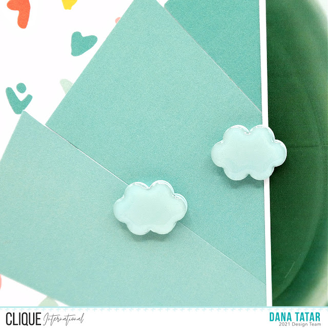 Travel Scrapbook Layout with Dimensional Bella Blvd Bella Pops Cloud Stickers