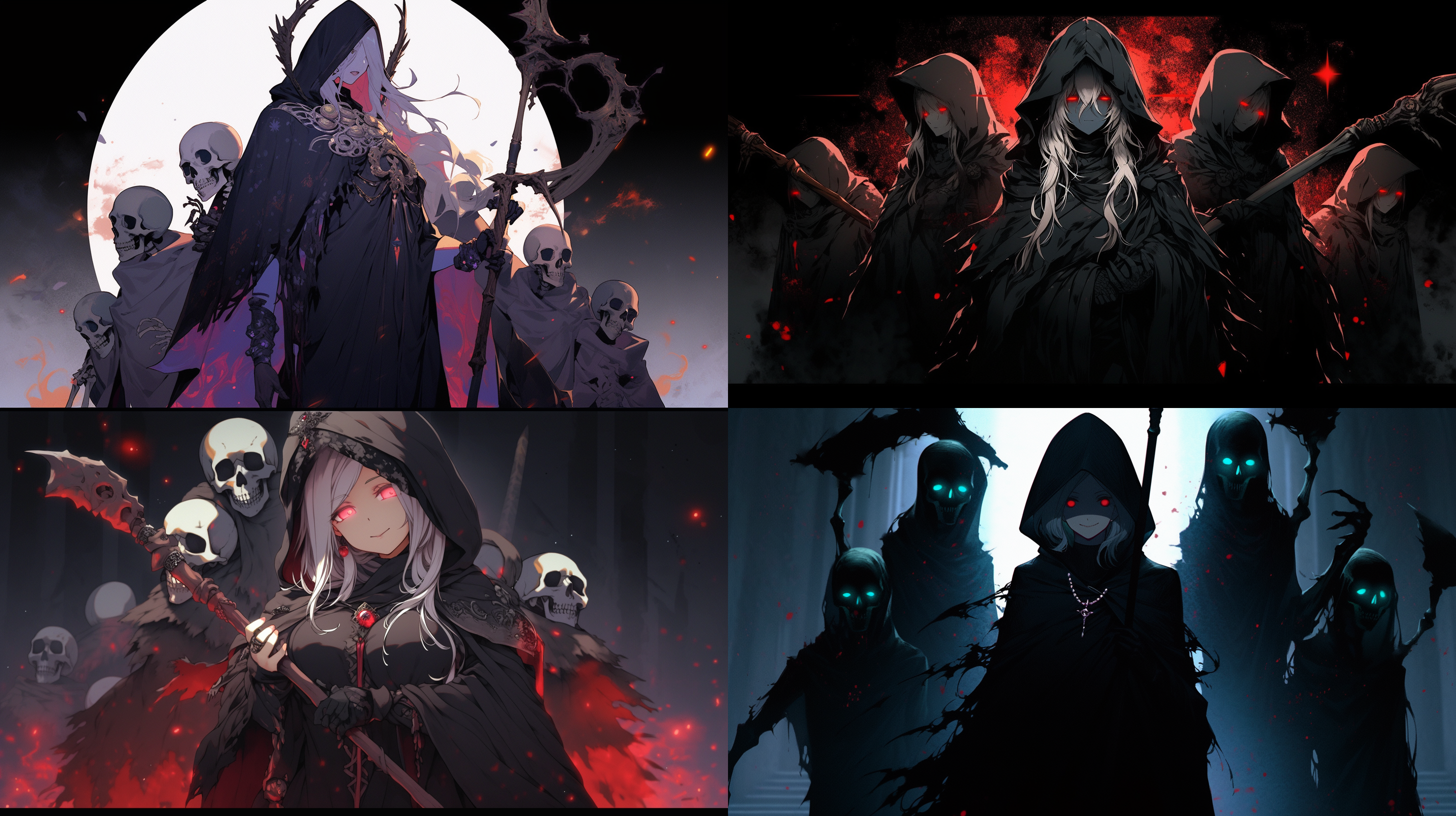 multiple fantasy wallpaper anime Girl with ancient weapon and skull army in background demons and dark theme bg digital artwork wallpaper