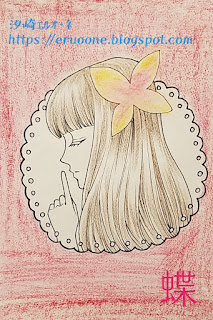蝶々と女の子絵イラスト