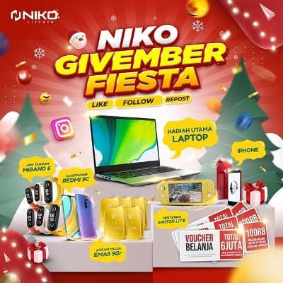 Kuis Niko Givember Fiesta Berhadiah Laptop, Emas dan Smartwatch