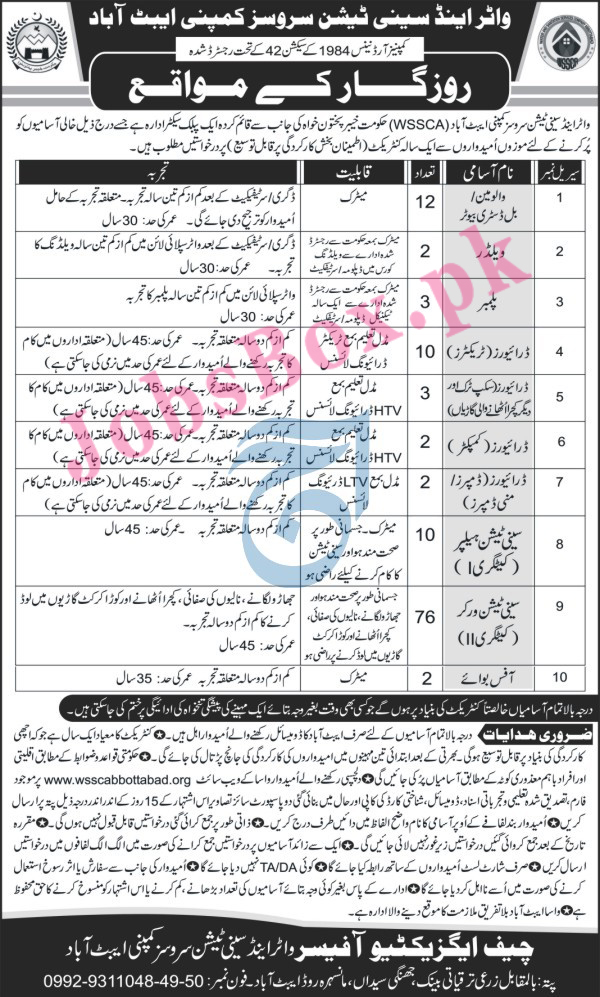 Water & Sanitation Services Company WSSC Abbottabad Jobs 2021