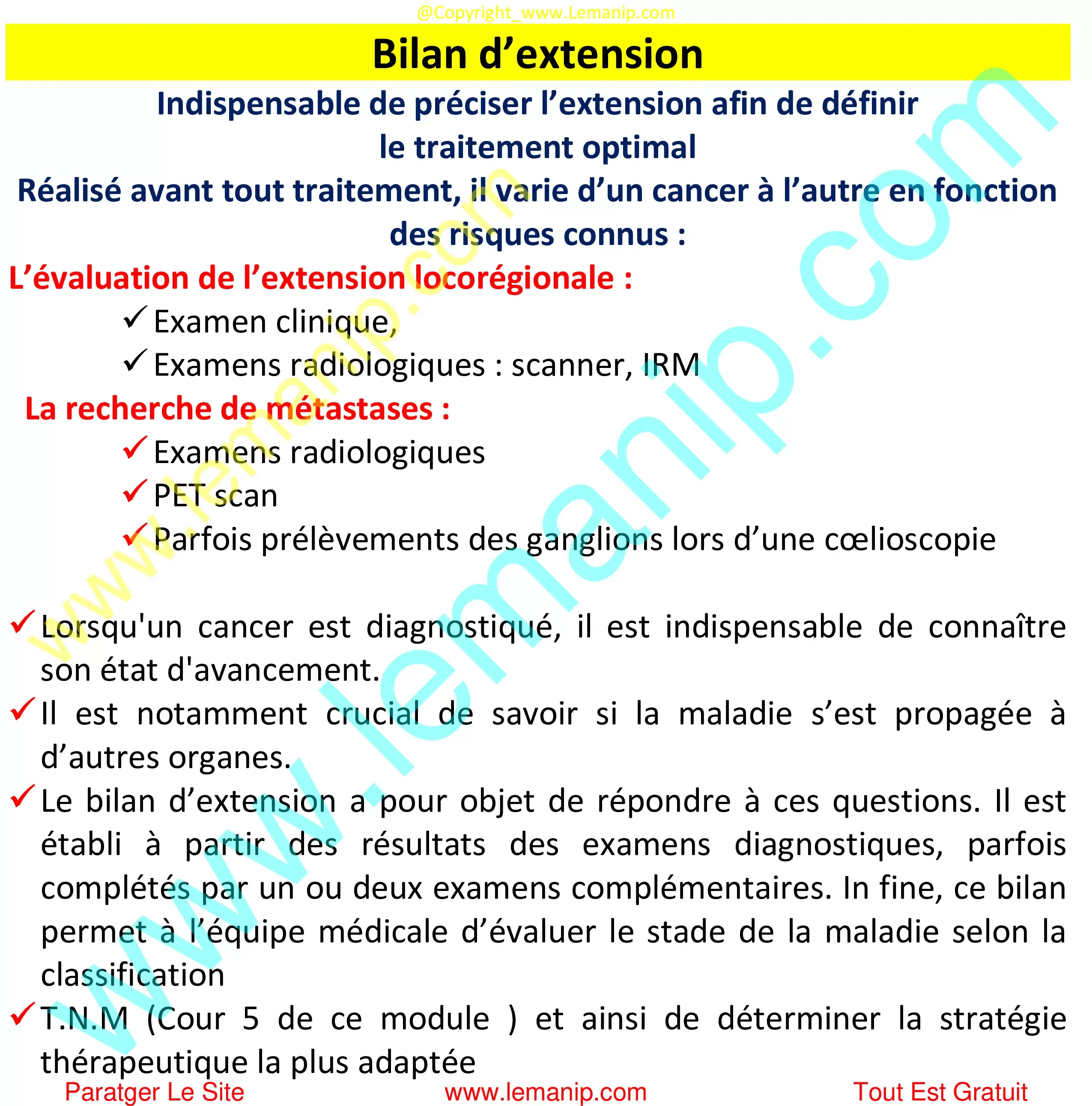 Bilan d’extension