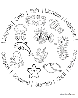 worksheets Practice and color learning to read - Sea Life