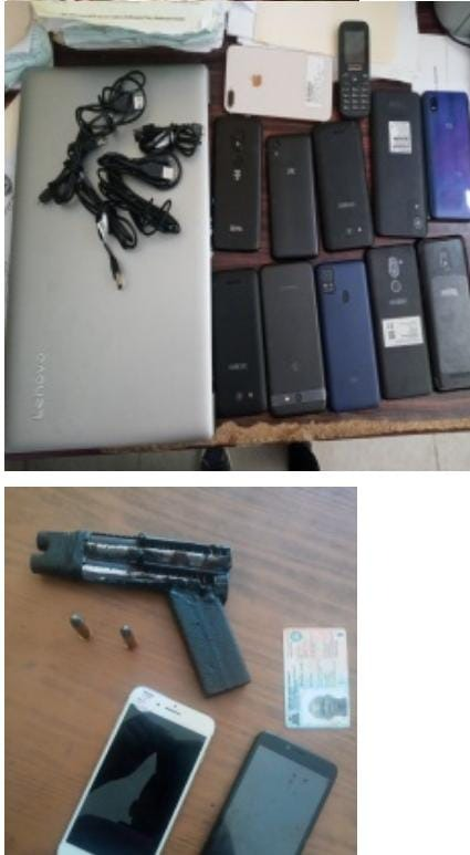  BARAHONA: Policía Nacional recupera 23 Celulares y una computadora que fueron robados; le ocupa arma de fabricación casera a uno de los arrestados.