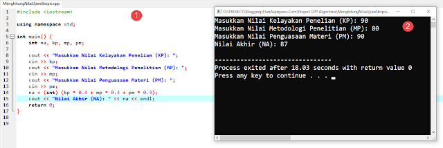 Menghitung Nilai Sidang Skripsi dalam Bahasa C++