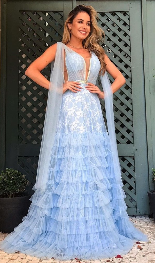 vestido longo azul serenity de renda para madrinha de casamento
