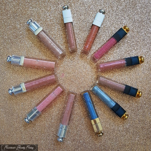 circle wheel of Dior Addict lipglosses from old to newest