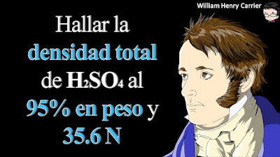 Calcular la densidad de H2SO4 al 35.6 normal y porcentaje en peso de 95.0 %